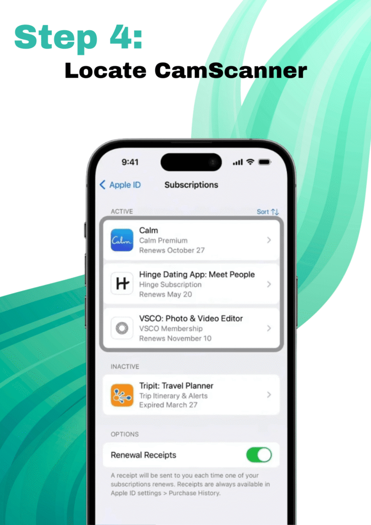step 4 to cancel your camscanner susbscription